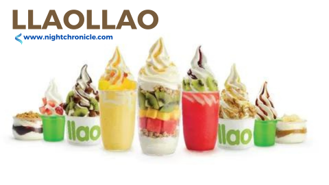A group of friends enjoying customizable Llaollao yogurt desserts.
