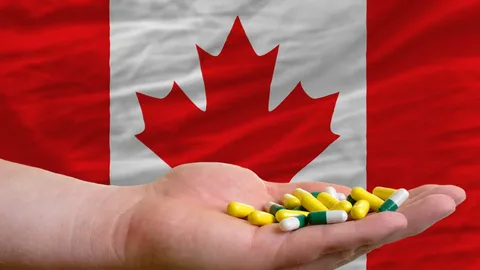 Prescription bottles labeled as Canadian drugs